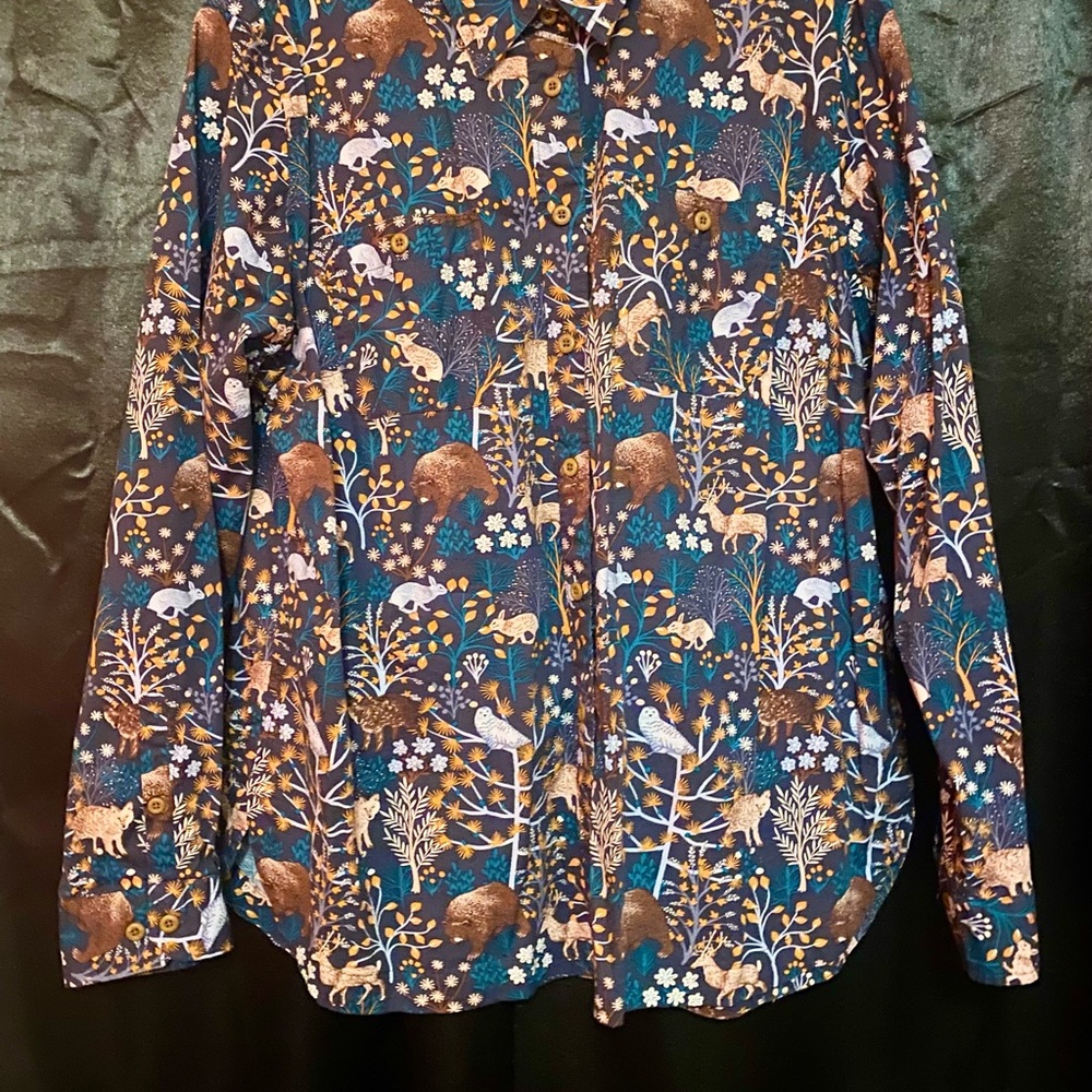 Duluth Trading Co Women's Button Down Shirt - Blue and Brown - Picture 2 of 10